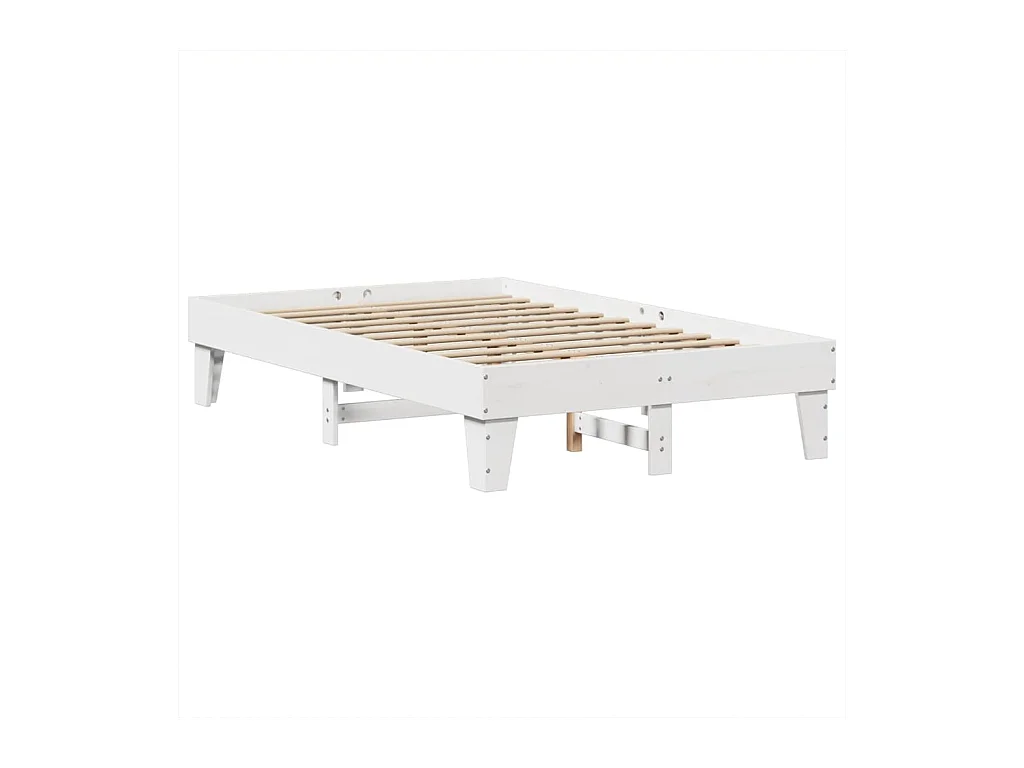 Massivholzbett ohne Matratze Weiß 120x200 cm Kiefernholz