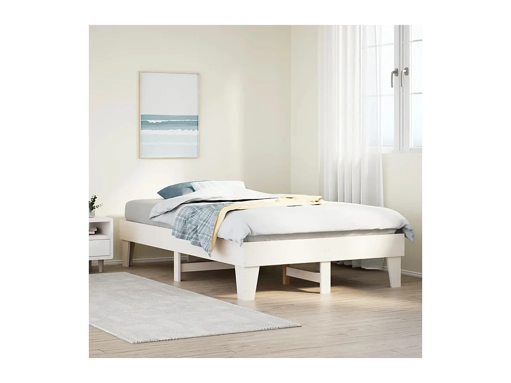 Cadre de lit sans matelas blanc 120x200 cm bois de pin massif