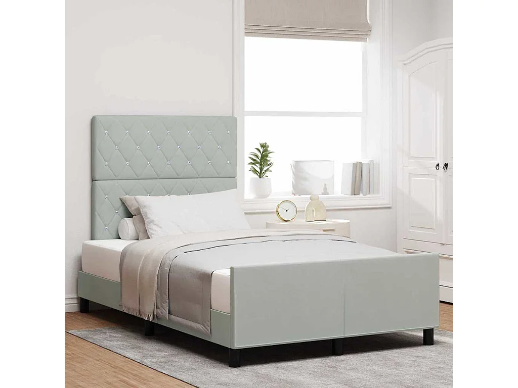 Boxspringbed met hoofdeinde Lichtgrijs 120 x 200 cm Fluweel