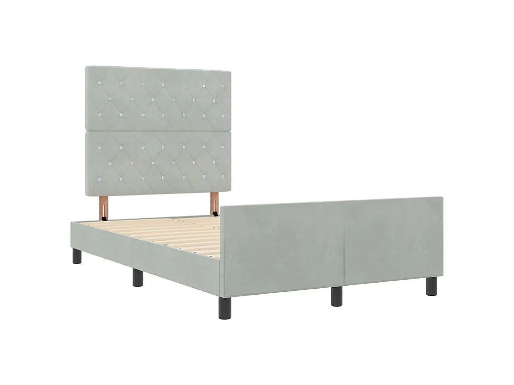 Boxspringbed met hoofdeinde Lichtgrijs 120 x 200 cm Fluweel