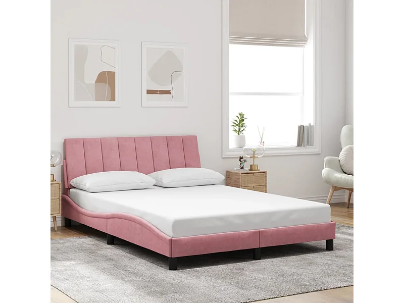 Estructura de cama sin colchón terciopelo rosa 120x200 cm