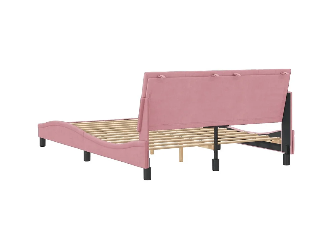 Estructura de cama sin colchón terciopelo rosa 120x200 cm