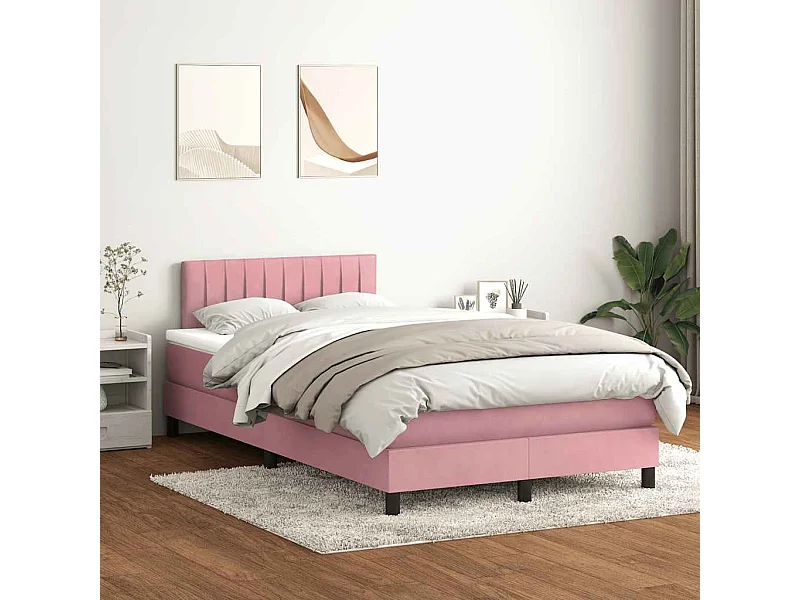 Boxspring met matras en LED fluweel roze 120x220 cm