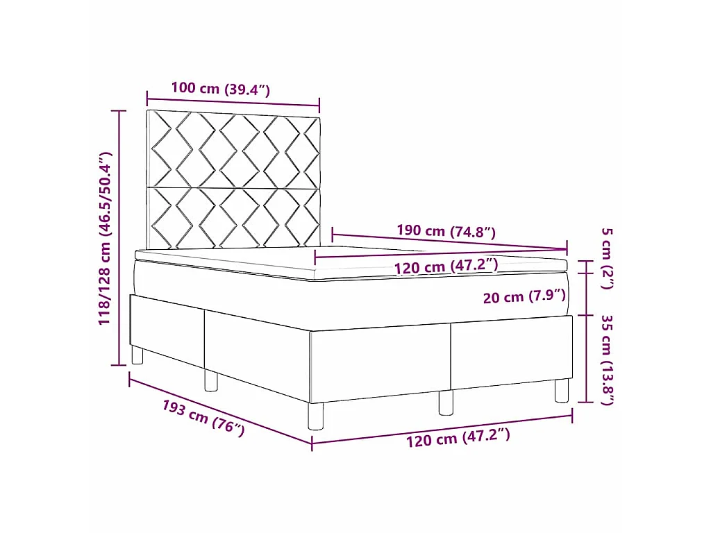 Boxspringbed met hoofdeinde Zwart 120 x 190 cm Fluweel