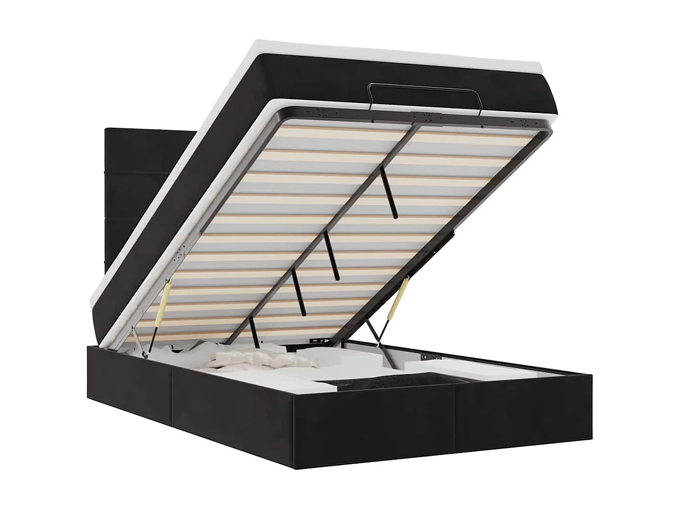 Cadre de lit ottoman avec matelas noir 120x200 cm velours
