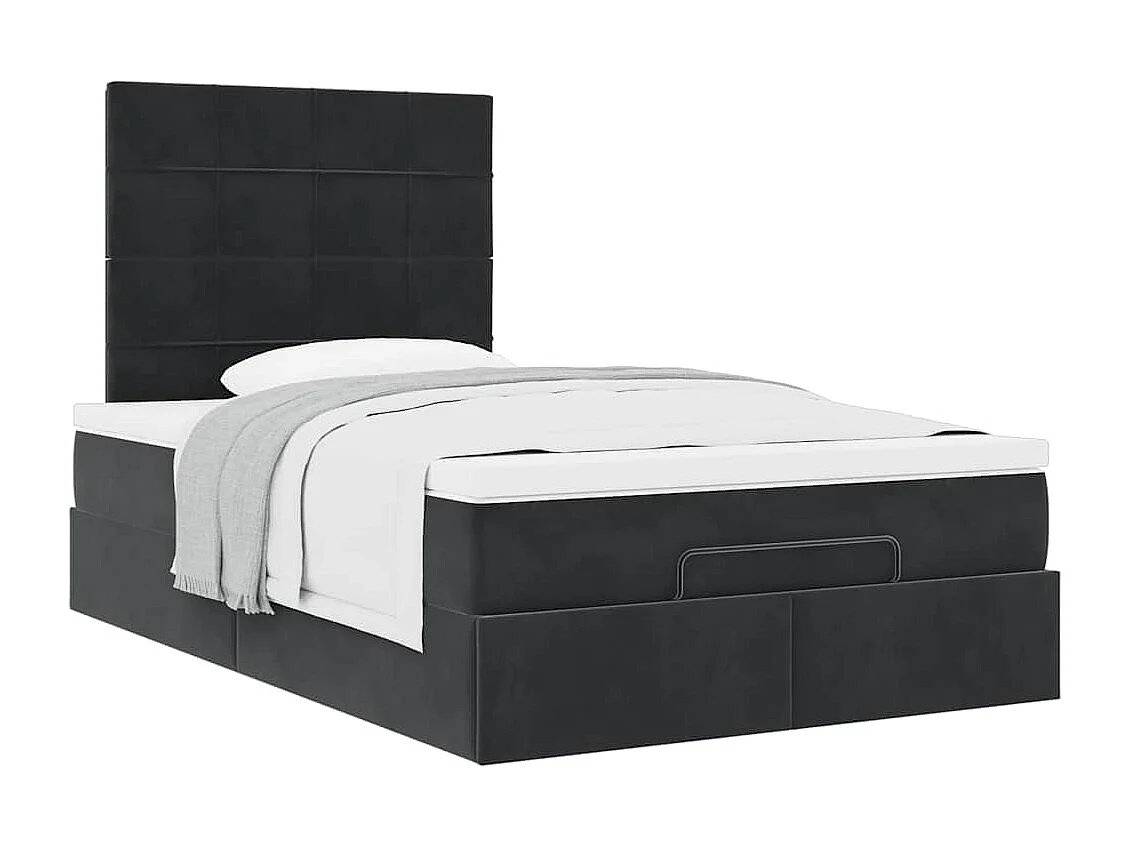 Cadre de lit ottoman avec matelas noir 120x200 cm velours