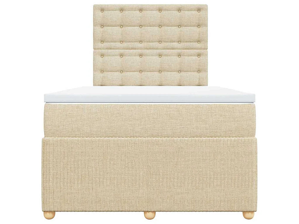 Cama box spring con colchón tela color crema 120x200 cm