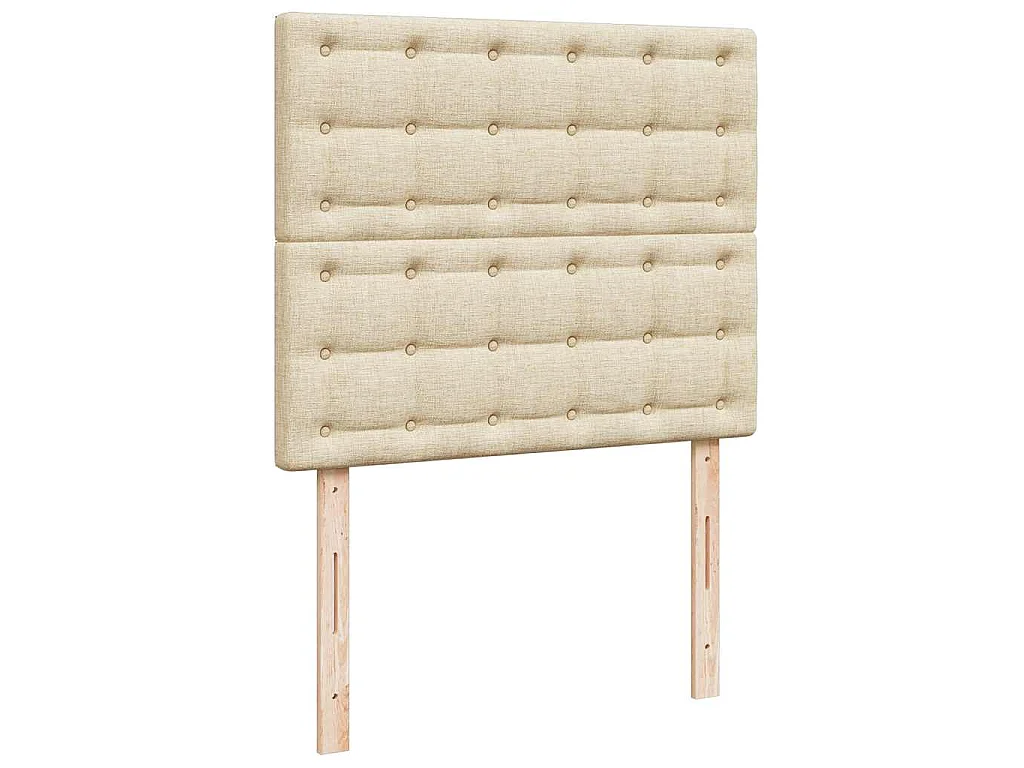 Cama box spring con colchón tela color crema 120x200 cm