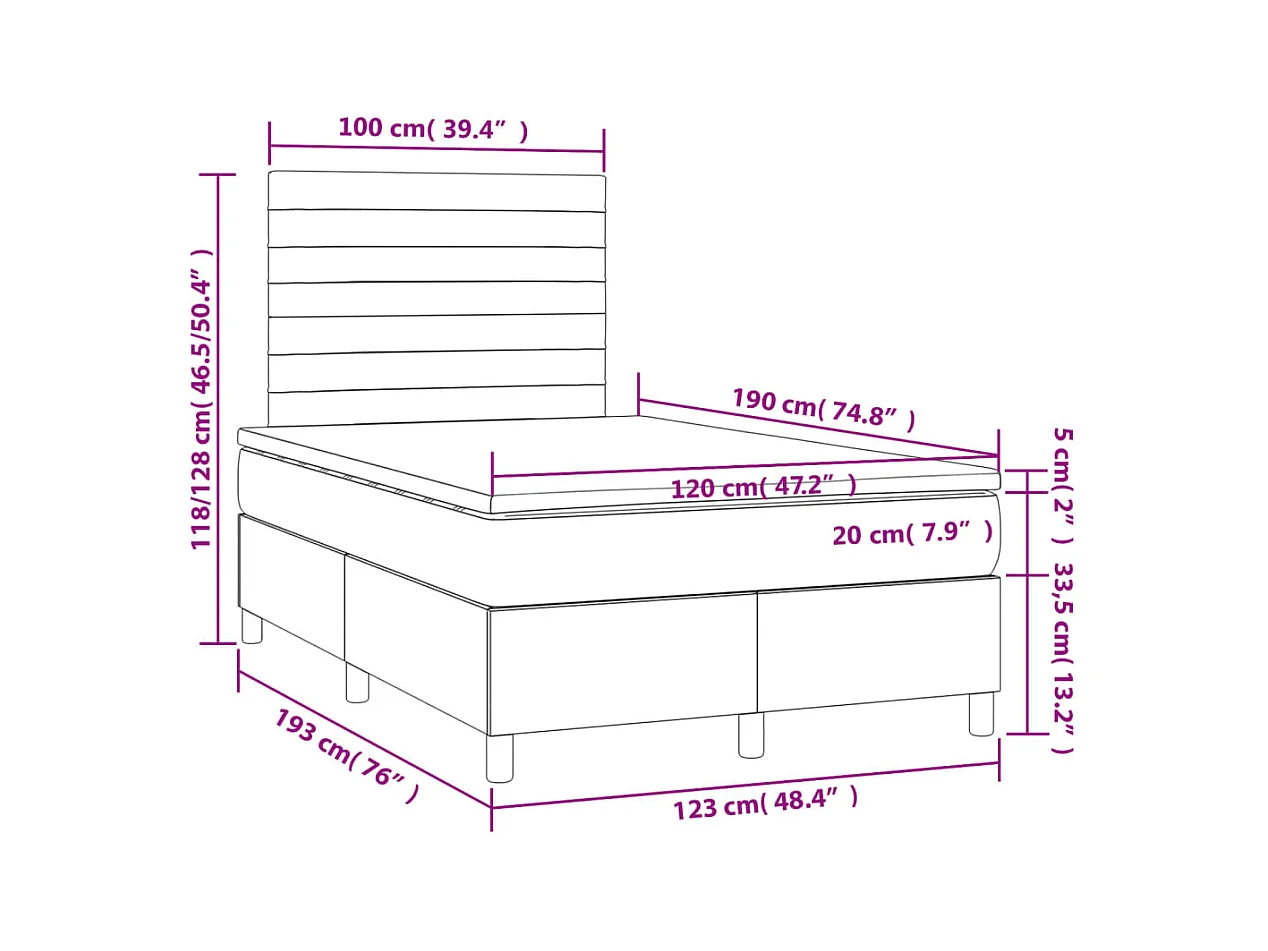 Boxspring met matras stof blauw 120x190 cm