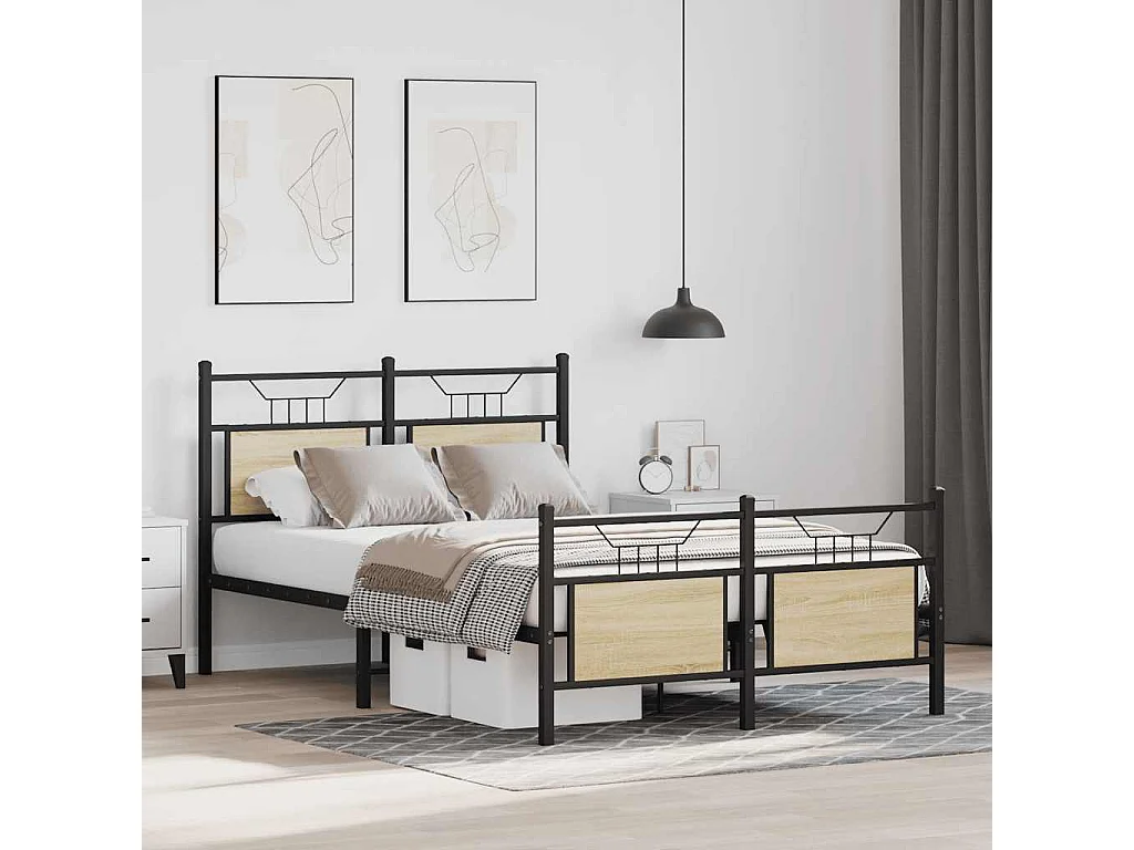 Cadre de lit sans matelas chêne sonoma 120x200 cm
