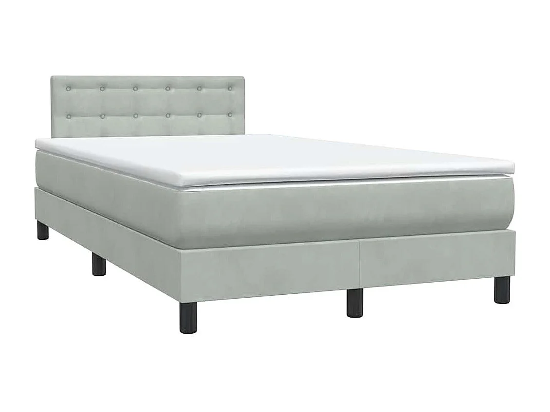 Cama boxspring c/ colchão 120x210 cm veludo cinzento-claro