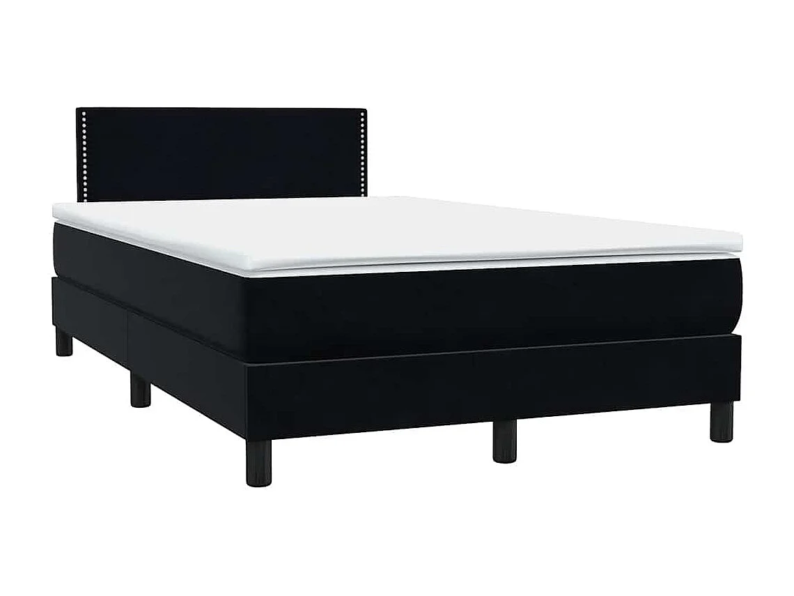 Cama box spring c/ colchão e LED 120x210 cm veludo preto