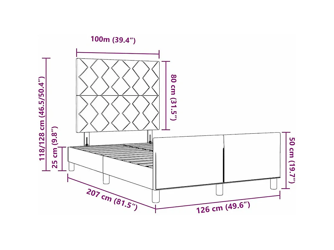 Estructura de cama Gris oscuro 120 x 200 cm Terciopelo