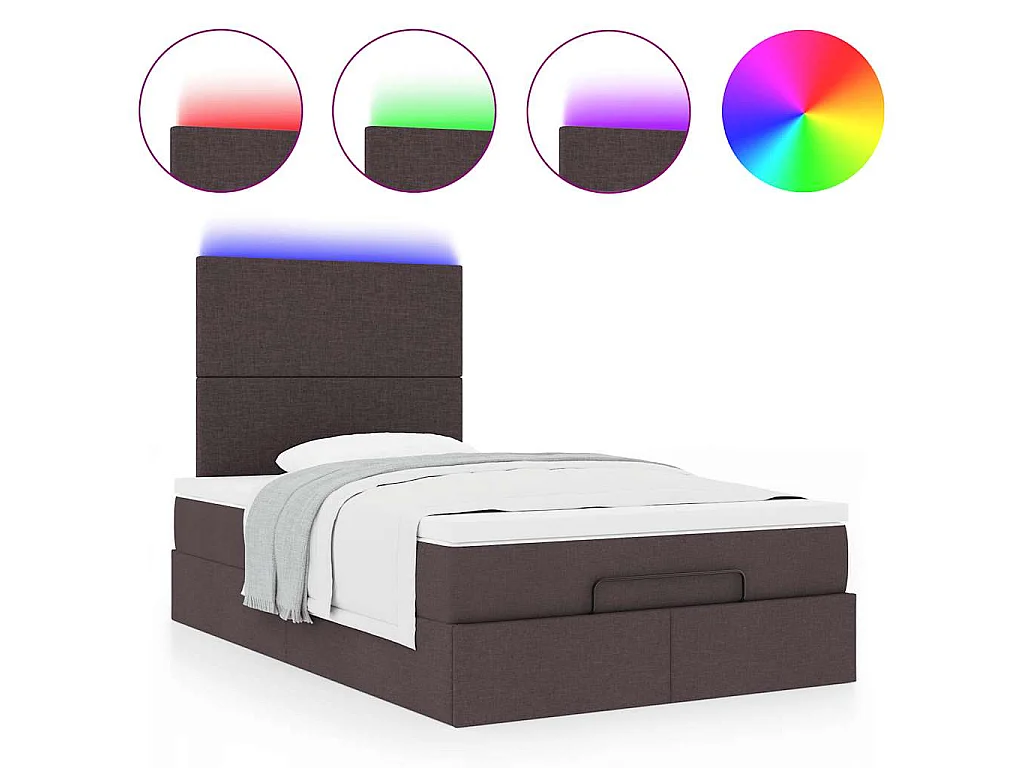 Estrutura de cama otomana com colchão 120x190cm castanho escuro
