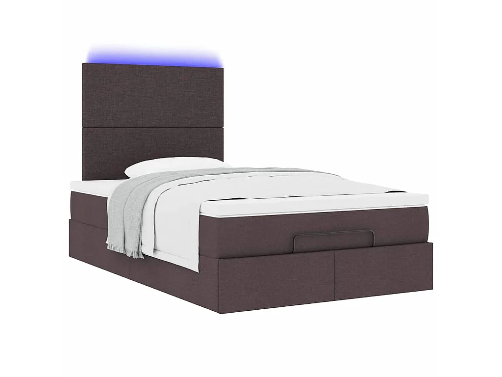 Estrutura de cama otomana com colchão 120x190cm castanho escuro