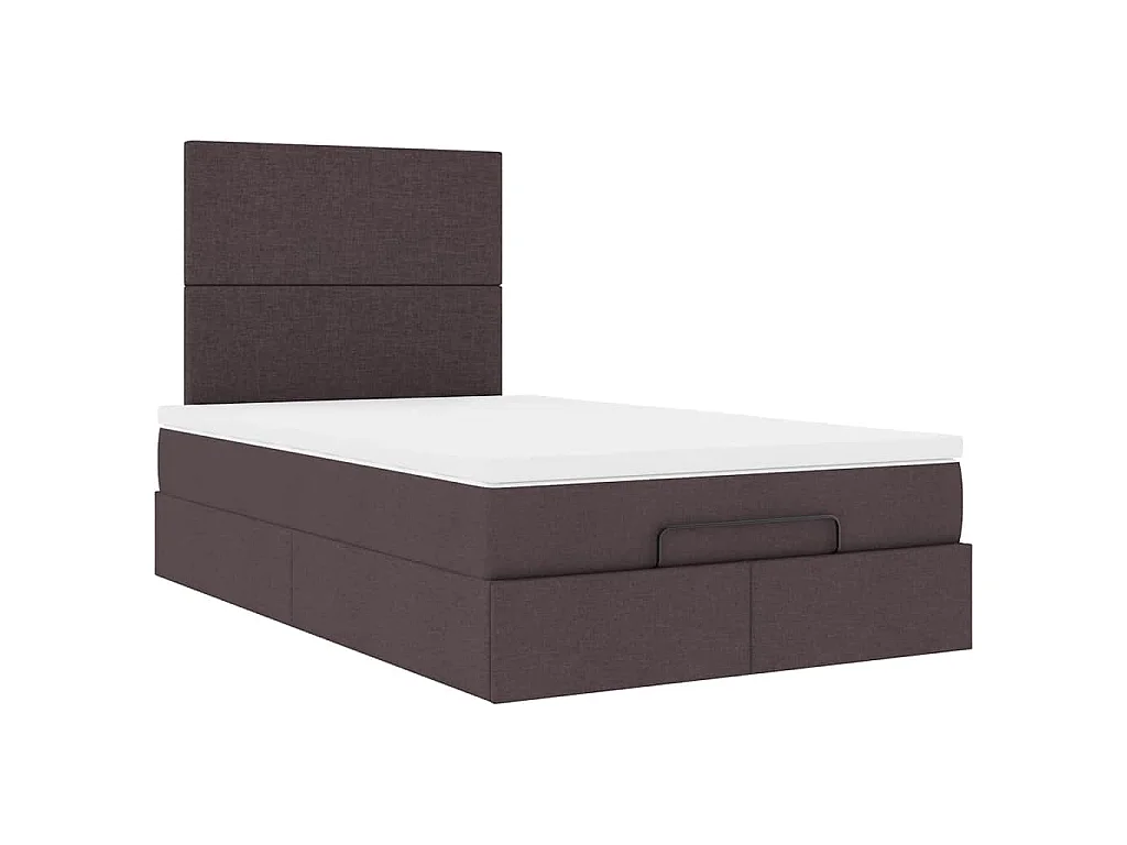 Estrutura de cama otomana com colchão 120x190cm castanho escuro