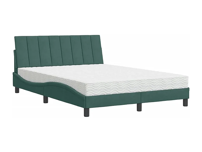 Lit avec matelas Hanko vert foncé 120x200 cm velours