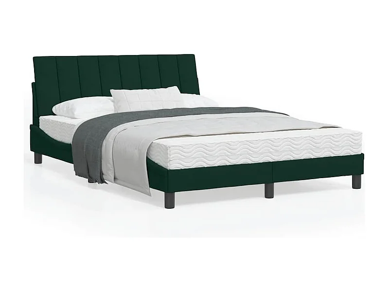 Lit avec matelas Hanko vert foncé 120x200 cm velours