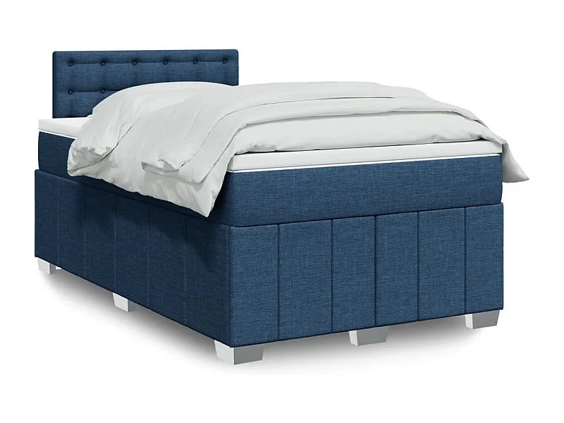 Cama boxspring com colchão 120x190 cm tecido azul