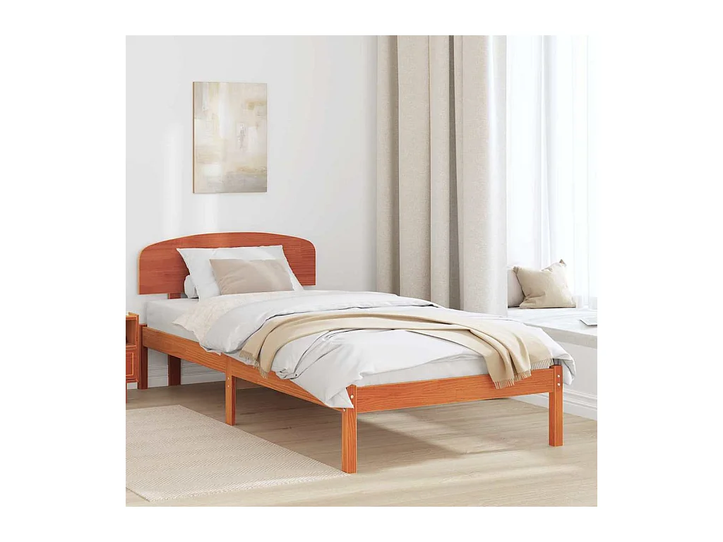 Bedframe met hoofdeinde Bruin 100 x 200 cm Massief grenenhout