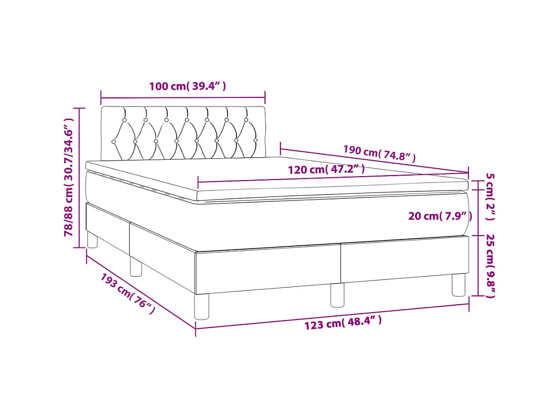 Boxspringbett mit Matratze & LED Taupe 120x190 cm Stoff