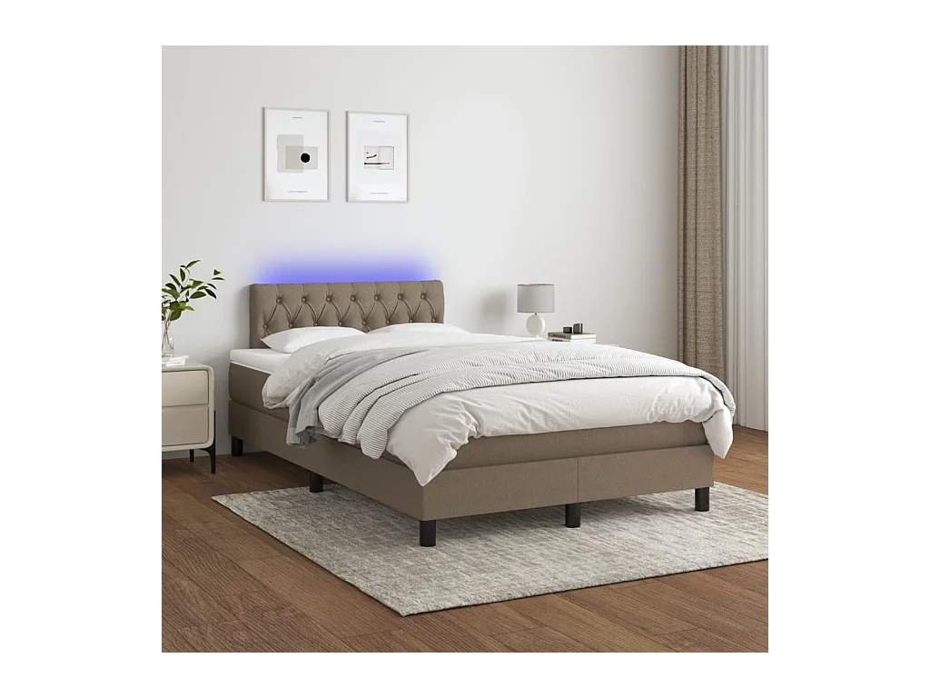 Boxspringbett mit Matratze & LED Taupe 120x190 cm Stoff