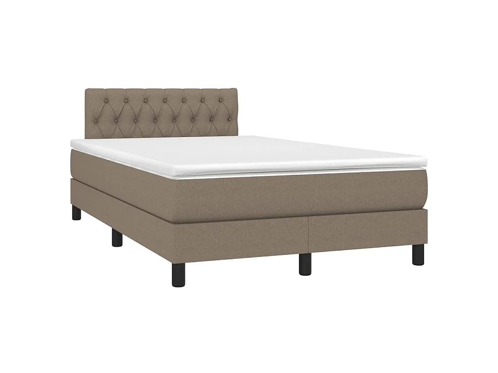 Sommier à lattes de lit matelas et LED taupe 120x190 cm tissu