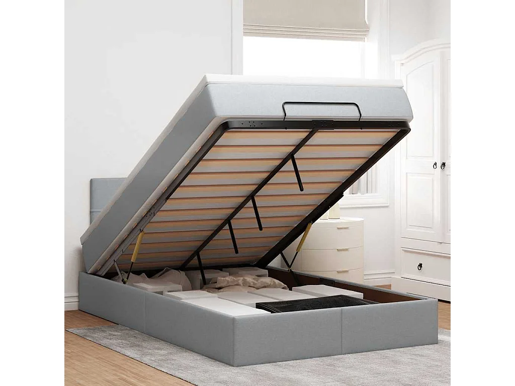 Bed met matras 120x190 cm stof lichtgrijs