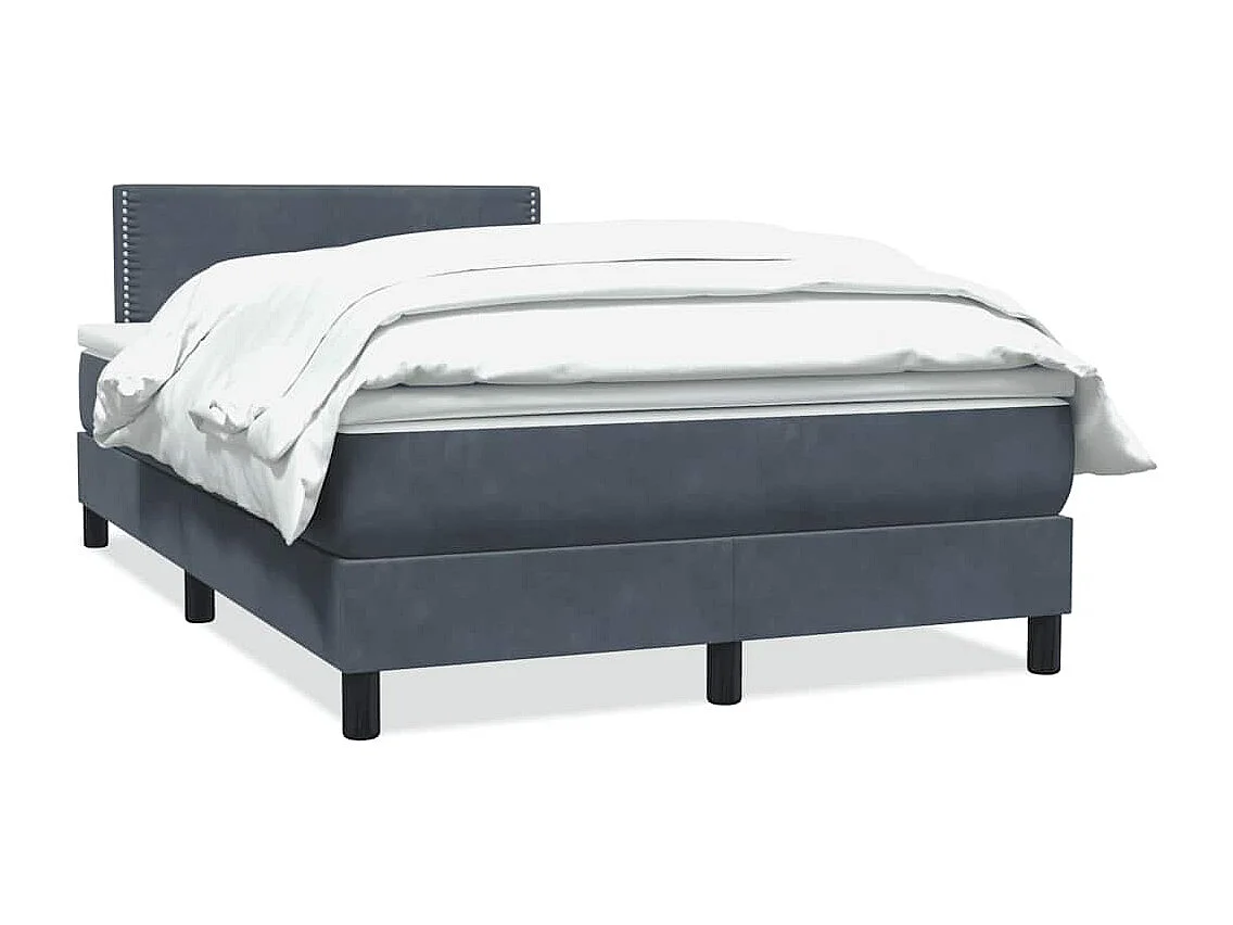Sommier à lattes de lit et matelas gris foncé 120x210cm velours
