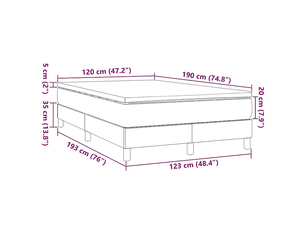 Boxspring met matras stof blauw 120x190 cm