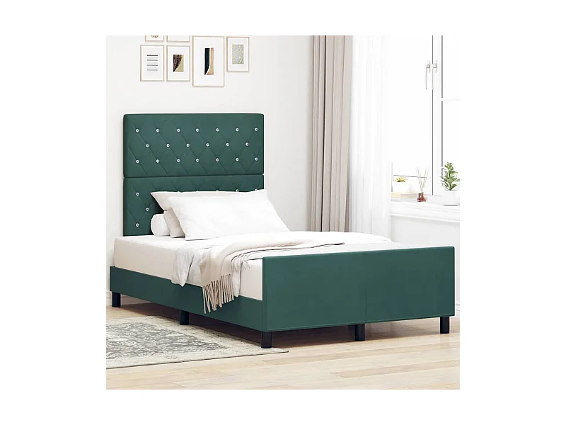 Bettgestell mit Kopfteil Dunkelgrün 120 x 200 cm Samt