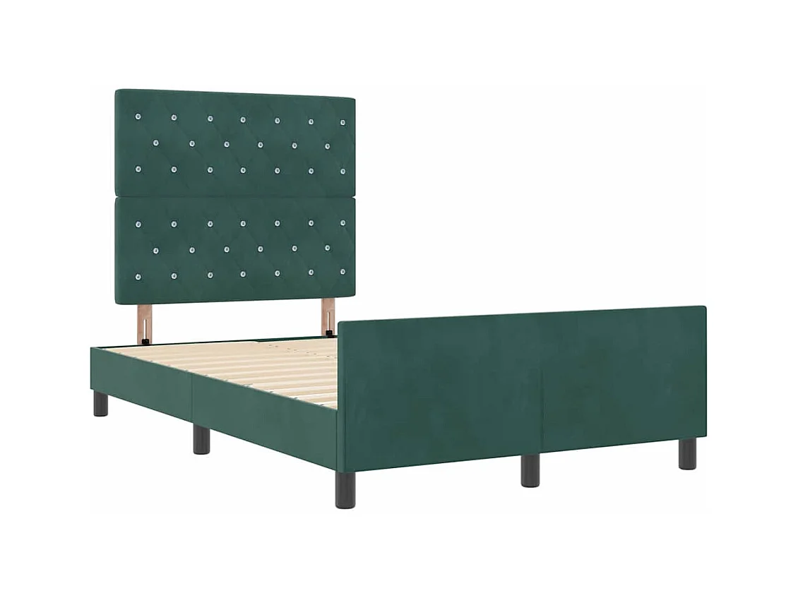 Cadre de lit avec tête de lit Vert foncé 120 x 200 cm Velours