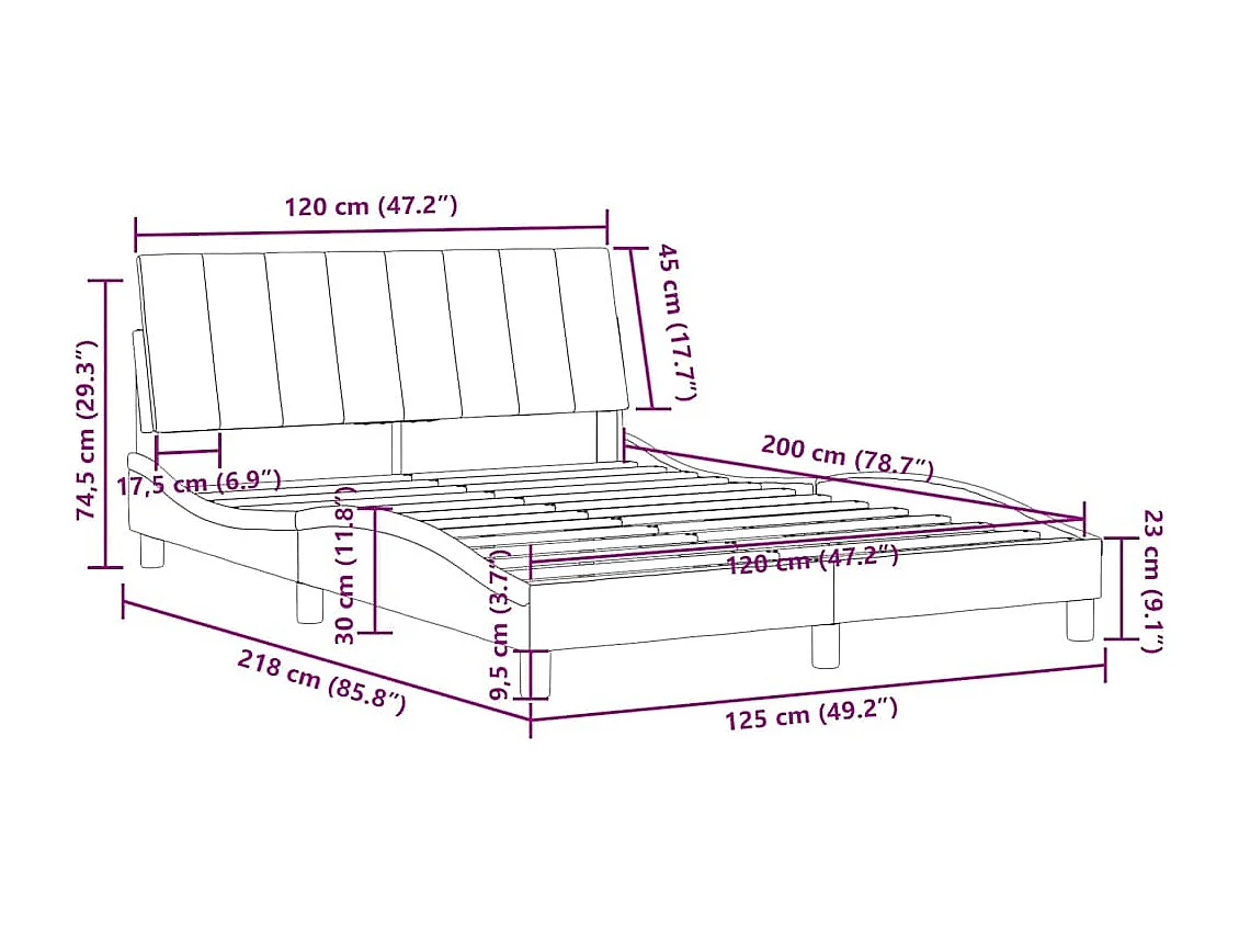 Cadre de lit sans matelas Hanko vert foncé 120x200 cm velours