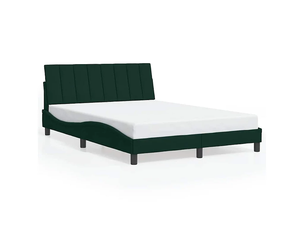 Cadre de lit sans matelas Hanko vert foncé 120x200 cm velours