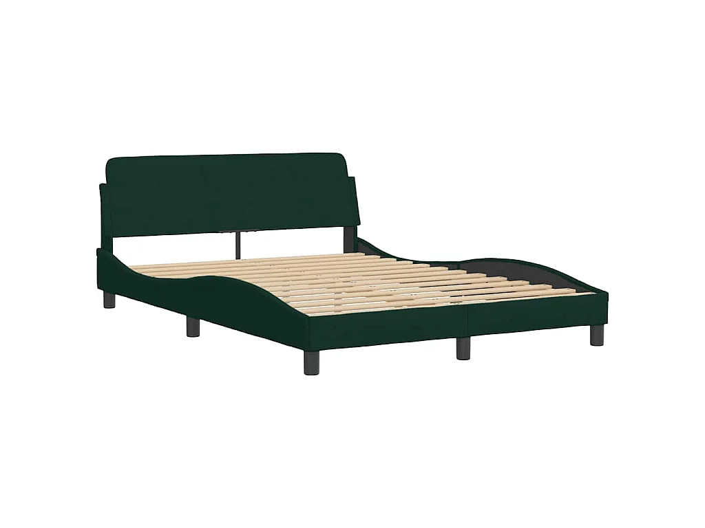 Cadre de lit sans matelas Hanko vert foncé 120x200 cm velours
