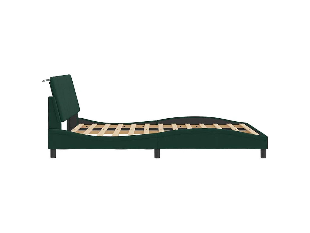 Cadre de lit sans matelas Hanko vert foncé 120x200 cm velours