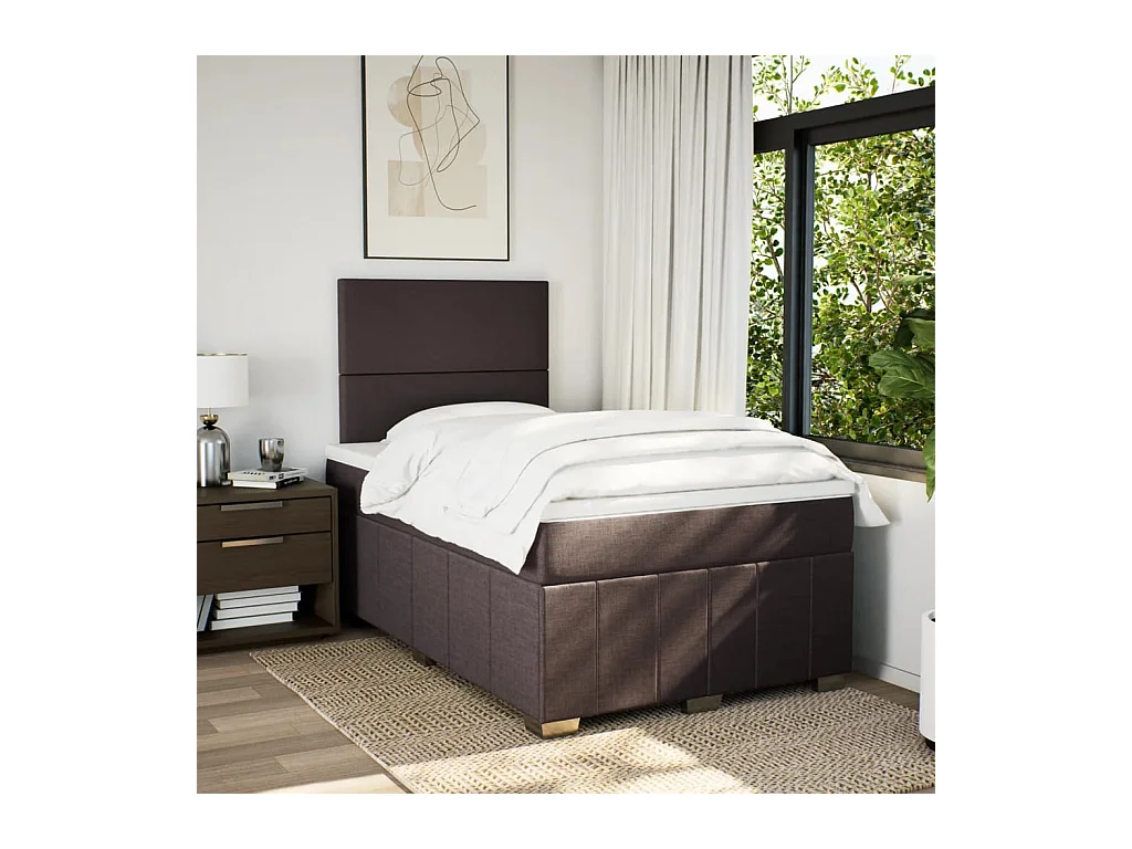 Boxspringbett mit Matratze Dunkelbraun 120x190 cm Stoff