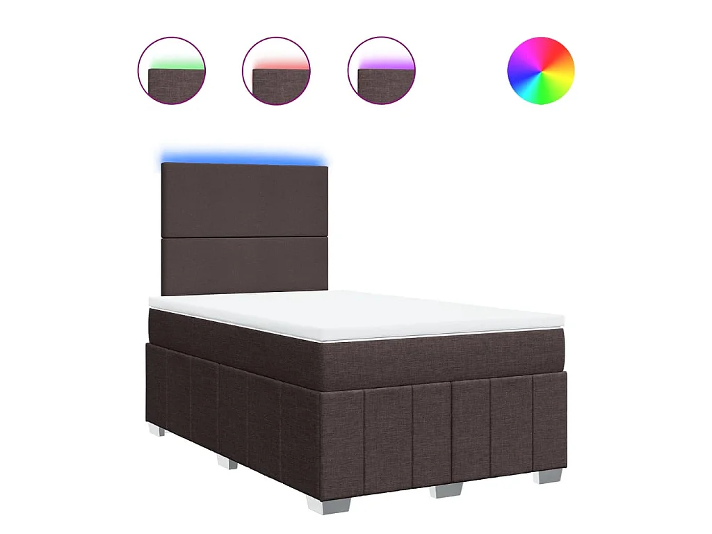 Cama boxspring com colchão 120x190 cm tecido castanho-escuro