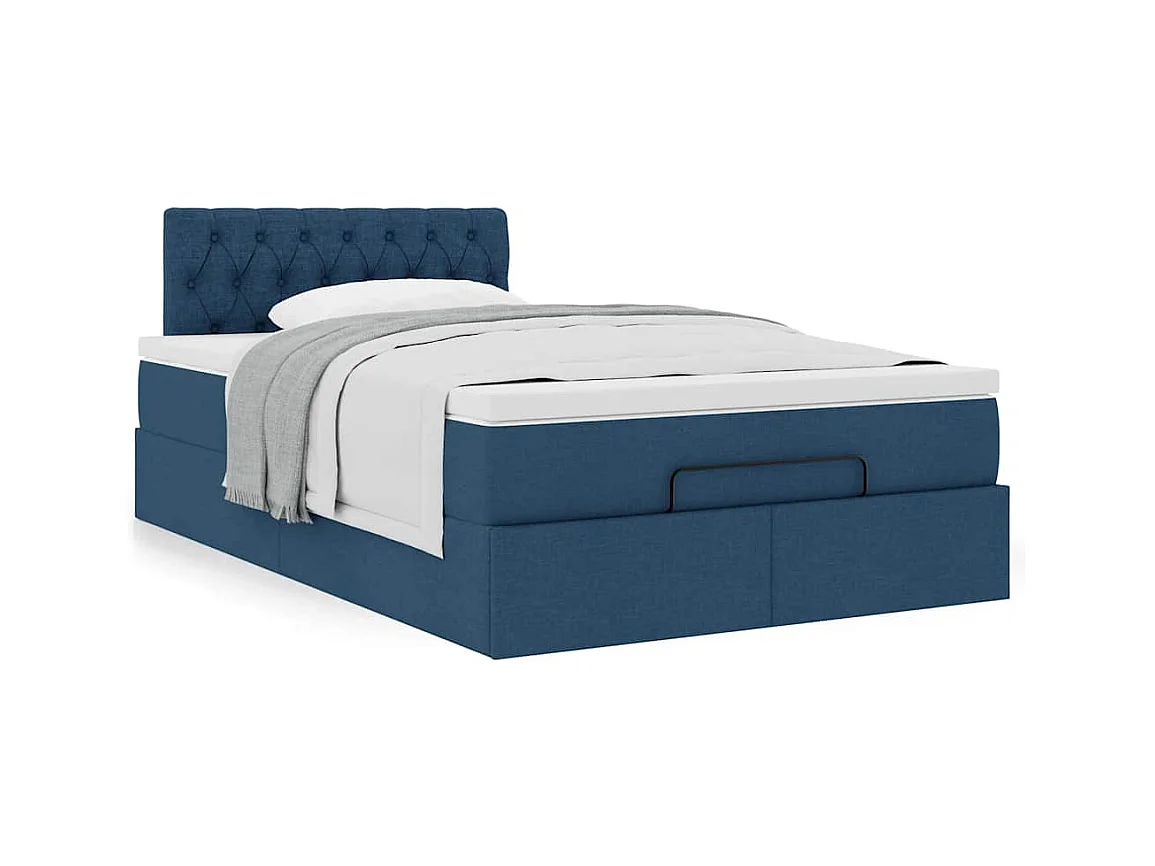 Bed met matras 120x200 cm stof blauw
