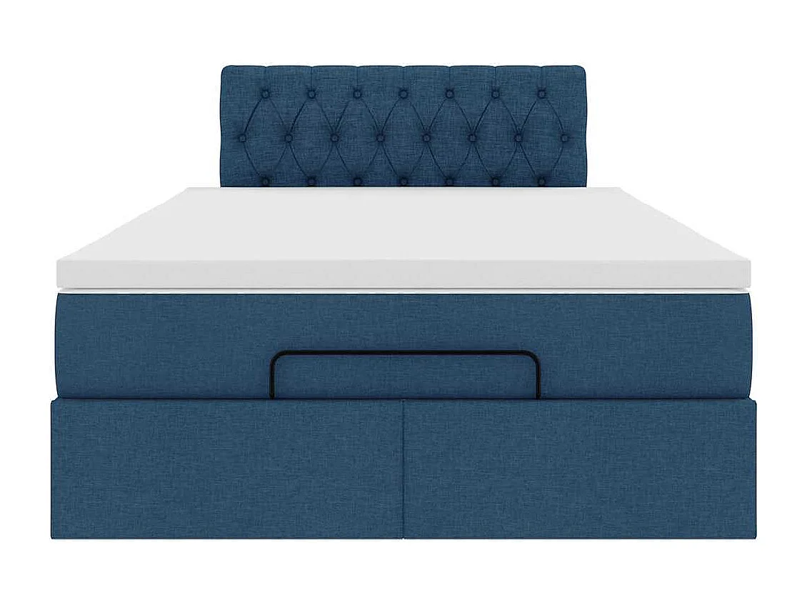 Ottoman-Bett mit Matratze Blau 120x200 cm Stoff