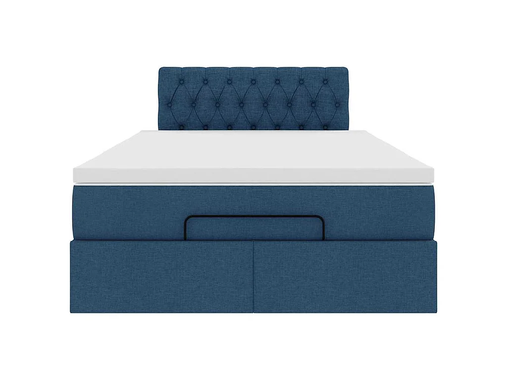 Lit ottoman avec matelas bleu 120x200 cm tissu
