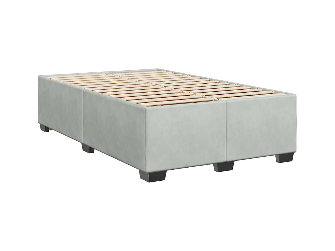 Sommier à lattes de lit et matelas gris clair 120x190cm velours