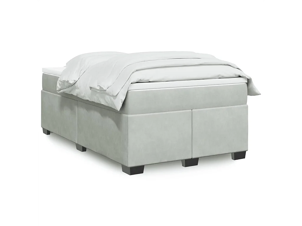 Cama boxspring com colchão 120x190 cm veludo cinzento-claro