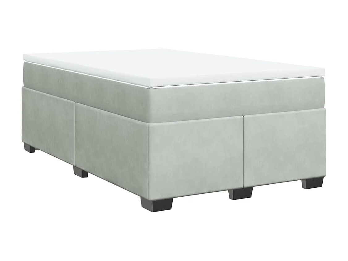 Cama box spring con colchón terciopelo gris claro 120x190 cm