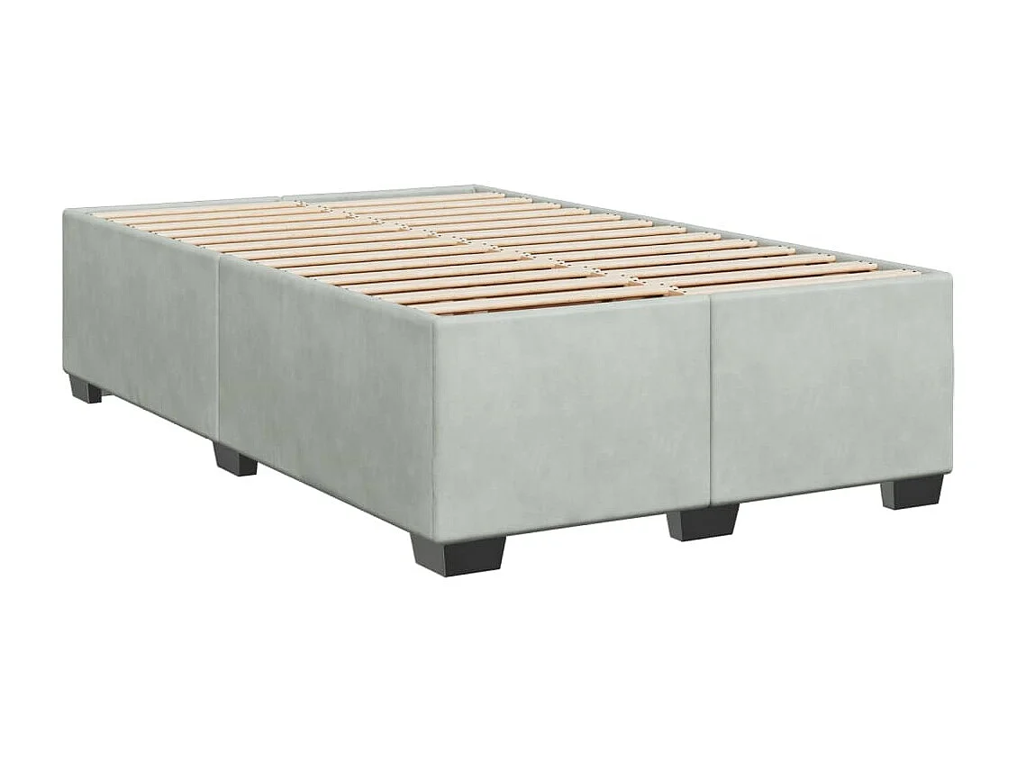 Cama box spring con colchón terciopelo gris claro 120x190 cm