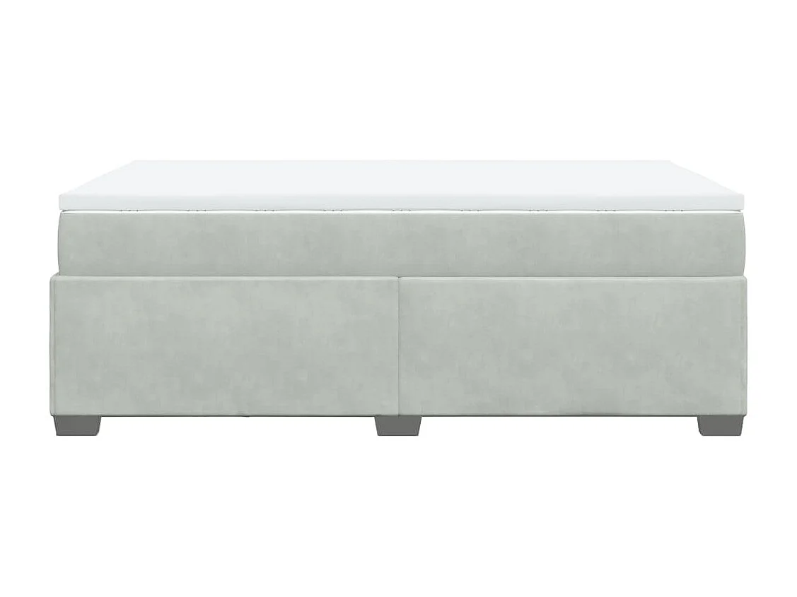 Cama box spring con colchón terciopelo gris claro 120x190 cm