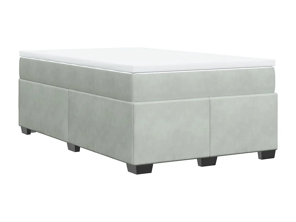 Cama box spring con colchón terciopelo gris claro 120x190 cm