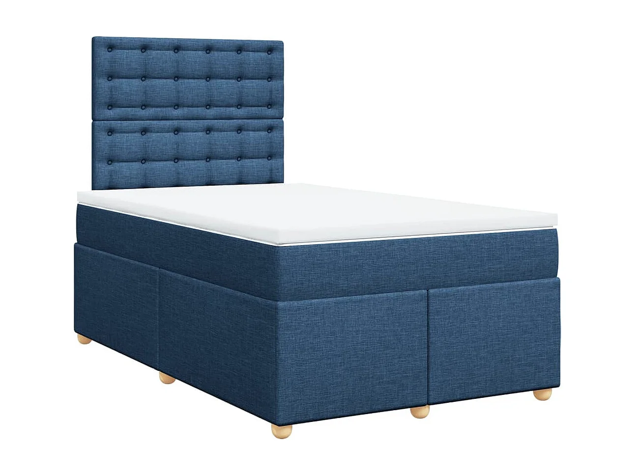Cama box spring con colchón tela azul 120x200 cm