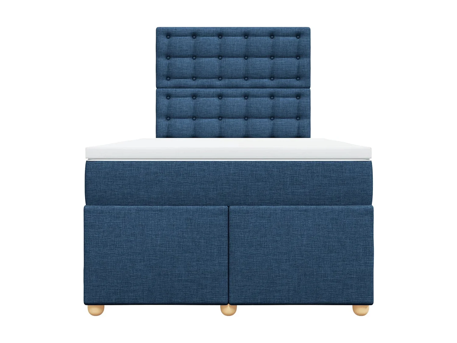 Cama box spring con colchón tela azul 120x200 cm