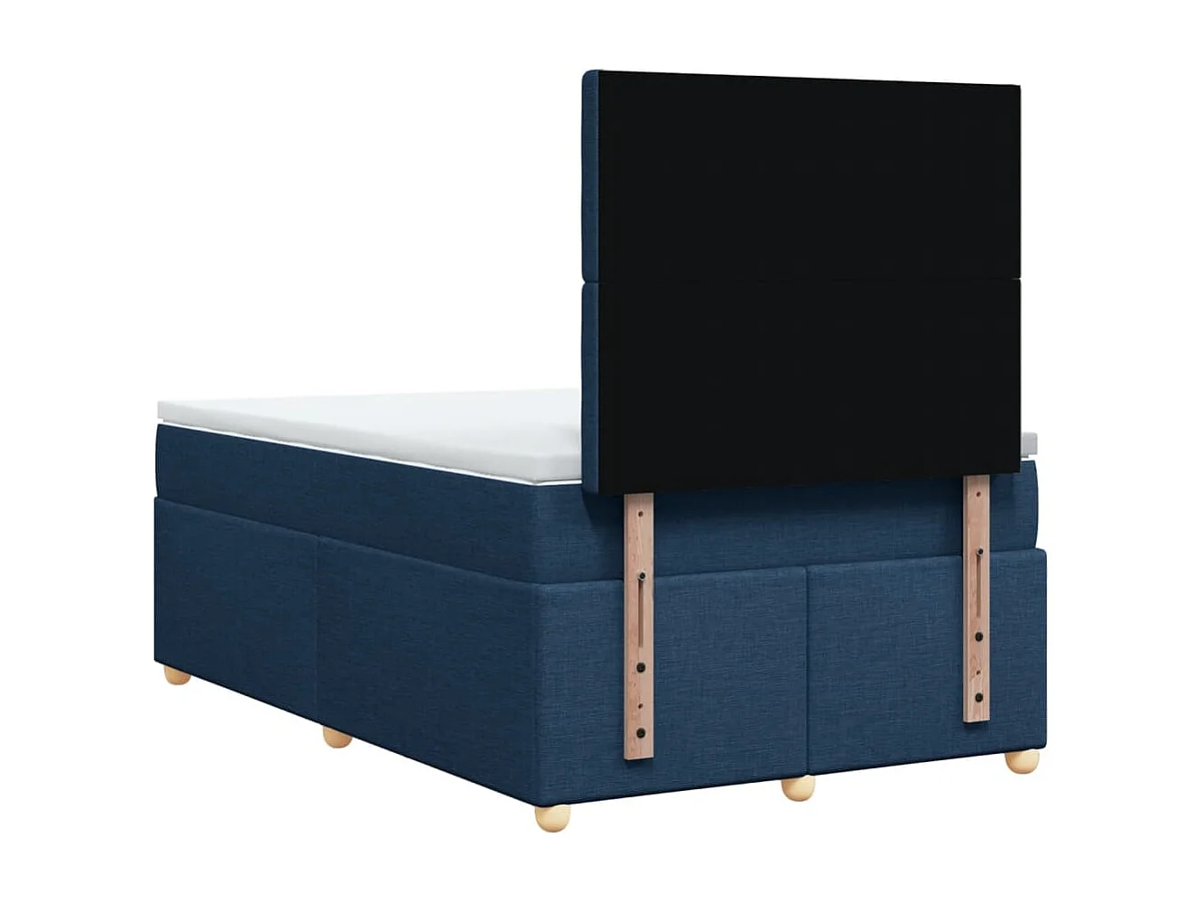 Cama box spring con colchón tela azul 120x200 cm